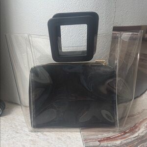 Staud Clear PVC Tote Bag w/ Black Leather Pouch Insert – Unused